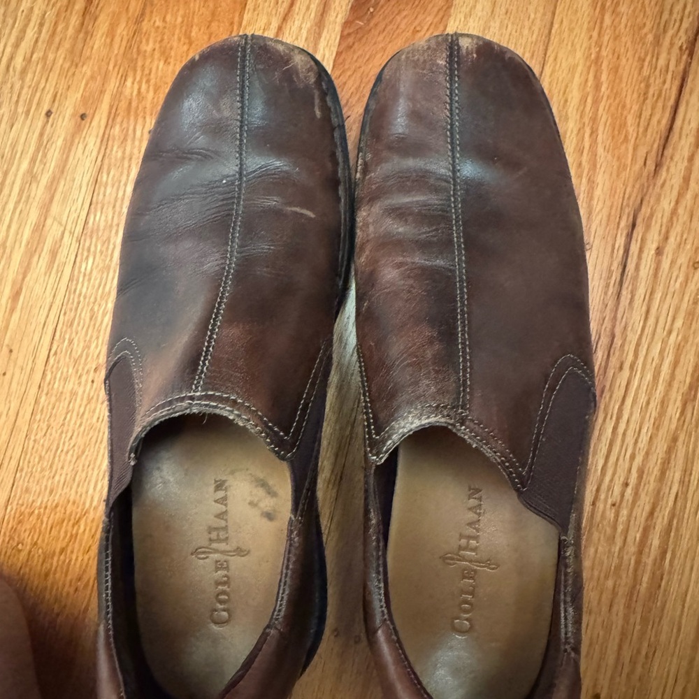 Cole Haan Men's Brown Leather Slip-On Shoes size 10